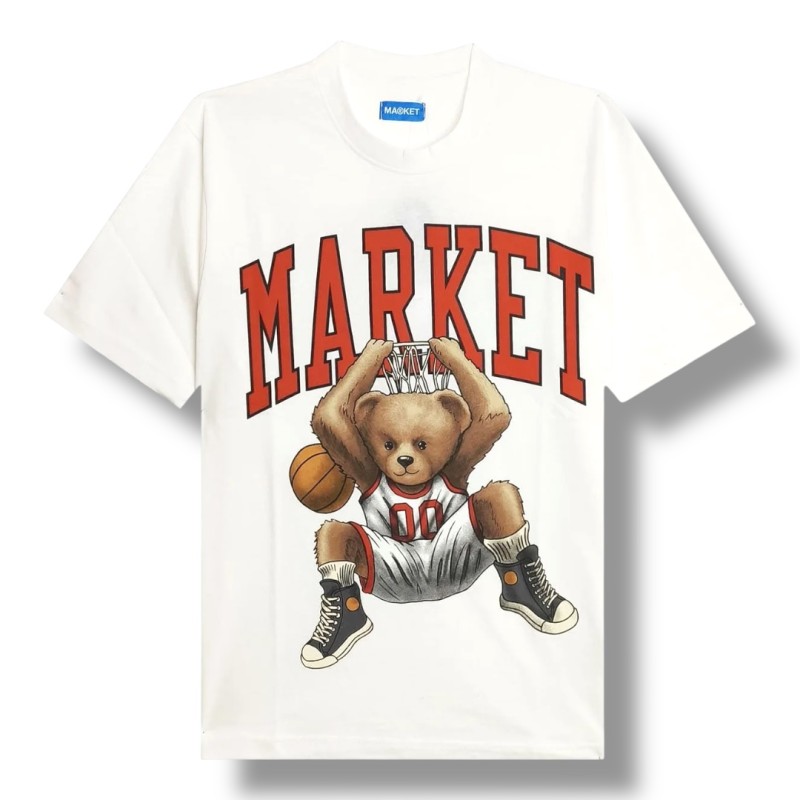 MARKET STUDIOS T-Shirt Basketball Bear Logo Orsetto White