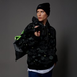 DOLLY Yokai Pattern Hoodie Black