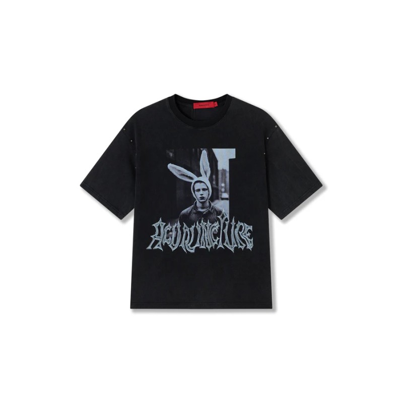 ACUPUNCTURE RABBIT T-SHIRT WASHED BLACK