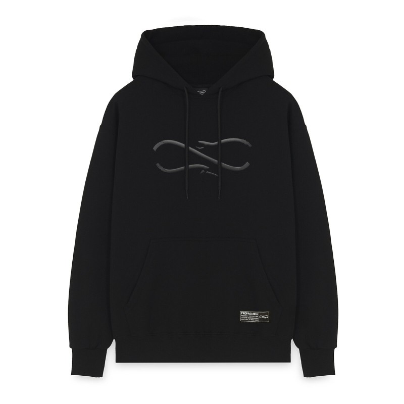PROPAGANDA Logo Embossed Hoodie Black