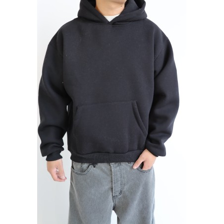 Felpa Cappuccio Boxy Fit Nera