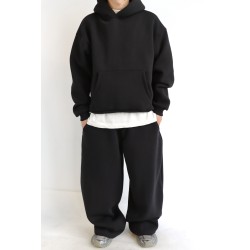 Felpa Cappuccio Boxy Fit Nera