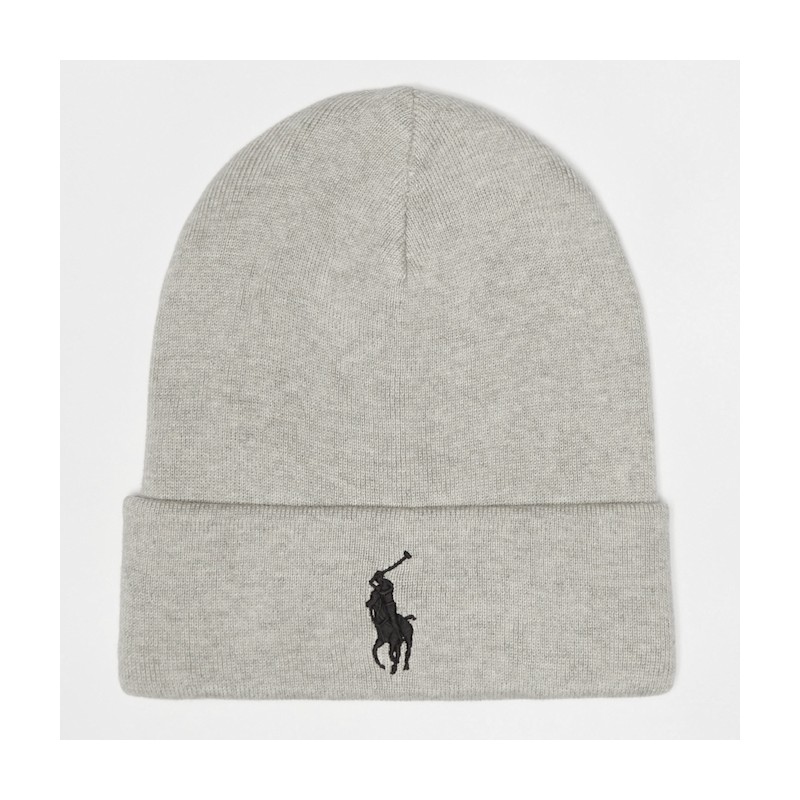 POLO RALPH LAUREN Beanie Grigio con Cavallino Ricamato