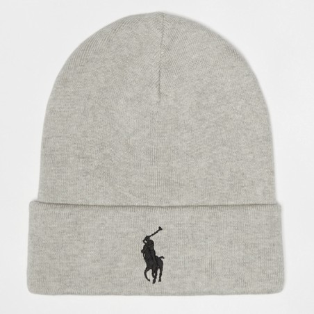 POLO RALPH LAUREN Beanie Grigio con Cavallino Ricamato