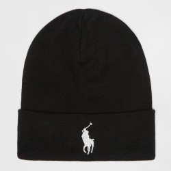 POLO RALPH LAUREN Beanie Nero con Cavallino Ricamato