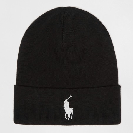 POLO RALPH LAUREN Beanie Nero con Cavallino Ricamato