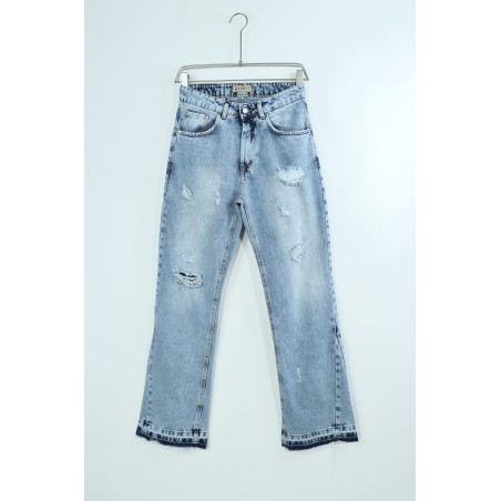 JEANS Flared Blu Delavè Con Strappi