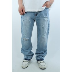 JEANS Flared Blu Delavè Con Strappi