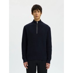 SELECTED Maglione Half Zip Blue