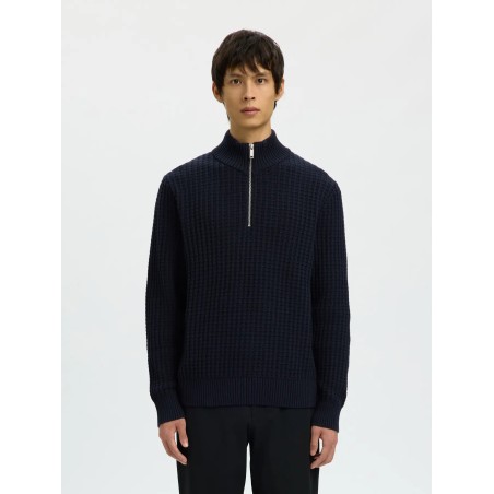 SELECTED Maglione Half Zip Blue