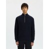 SELECTED Maglione Half Zip Blue