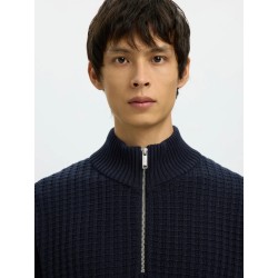SELECTED Maglione Half Zip Blue