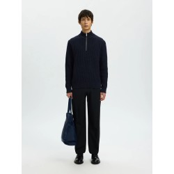 SELECTED Maglione Half Zip Blue