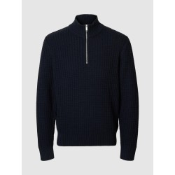SELECTED Maglione Half Zip Blue