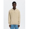 SELECTED Maglione Polo Half-Zip Dane Oatmeal