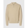 SELECTED Maglione Polo Half-Zip Dane Oatmeal