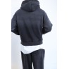 Felpa Cappuccio Boxy Fit Nero Stone Washed