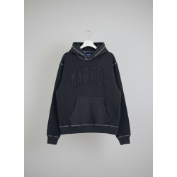 MARKET STUDIOS Felpa Con Cappuccio e Logo Ricamato Nero