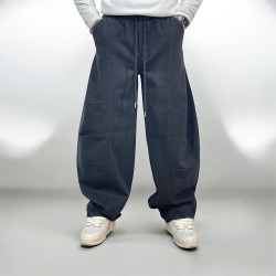 Pantalone Barrel Fit in Denim Nero