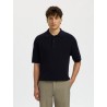 SELECTED Polo in Maglia di Cotone Dane Blu